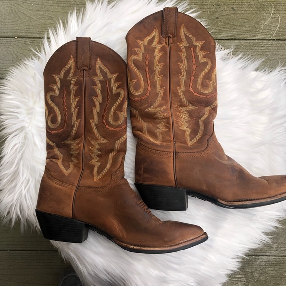 Justin Boots Shoes - Justin Boots Leather Western Cowboy Boots Sz 7.5